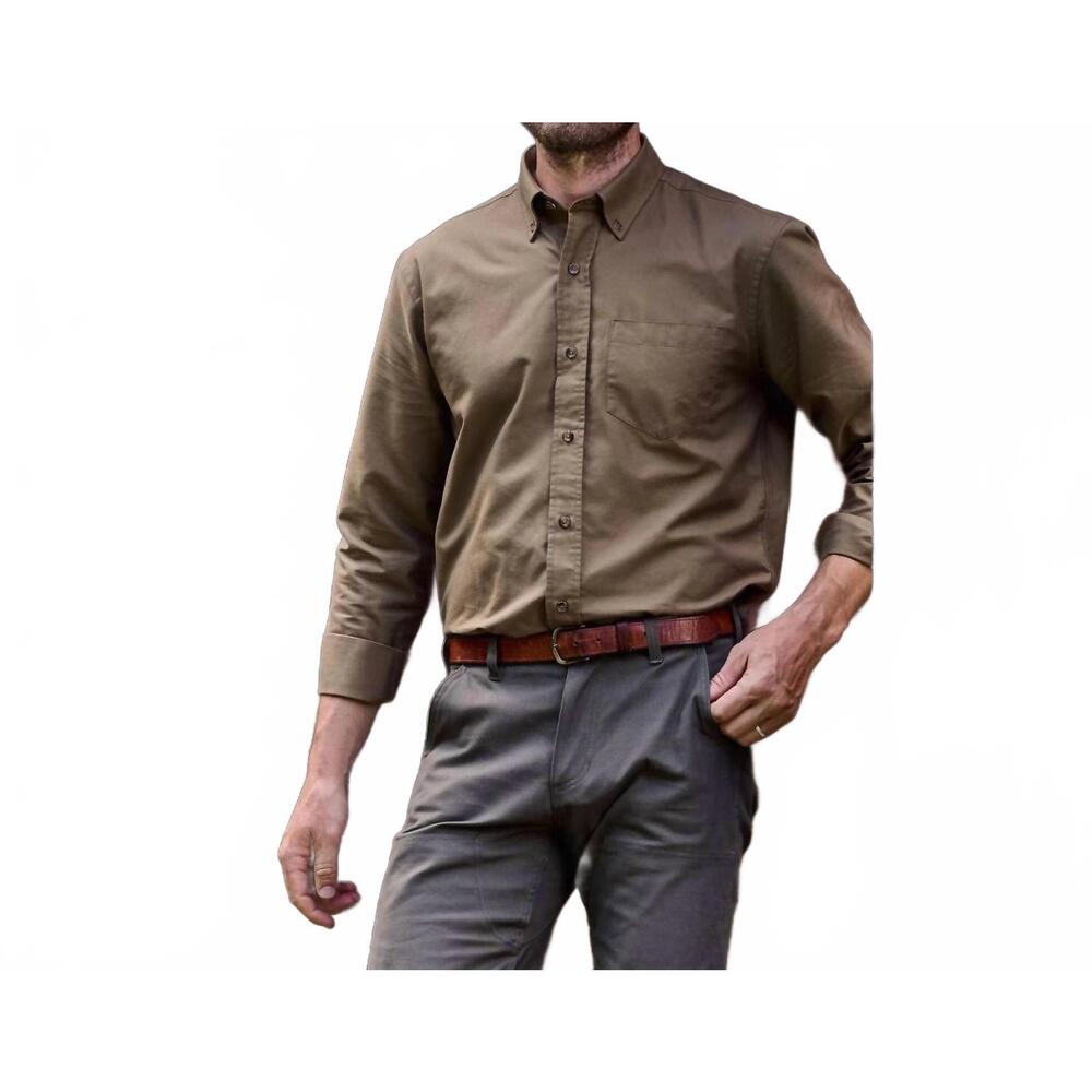 NEW TOM BECKBE culver oxford shirt in dark khaki